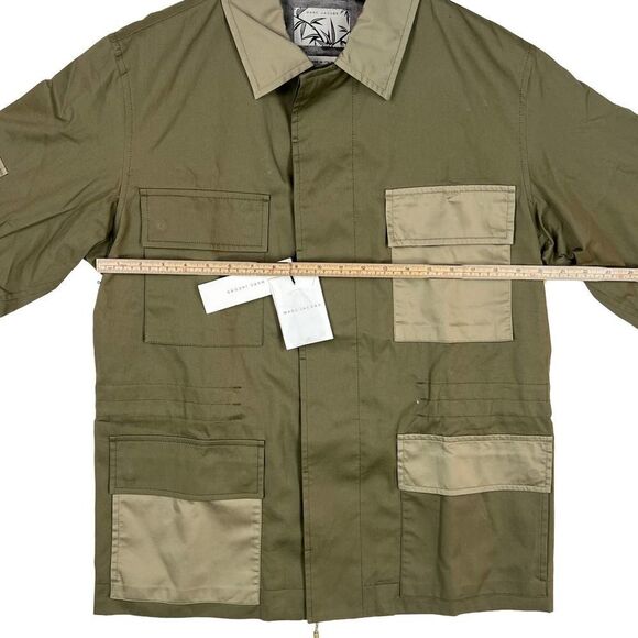 New Marc Jacobs Men IT 46 Olive Green Color Block Twill Safari Jacket Italy $700 - Picture 9 of 16